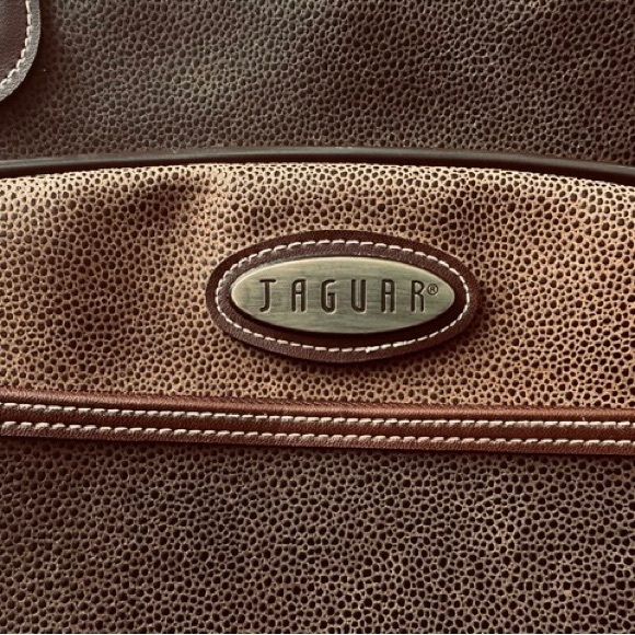 JAGUAR Tote Large Leather Multi Colour 3 Zip Pockets Excellent 22”x14.5”x 6” - Picture 3 of 13